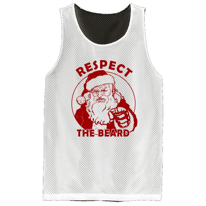 Santa Claus Respect The Beard Funny Christmas Mesh Reversible Basketball Jersey Tank