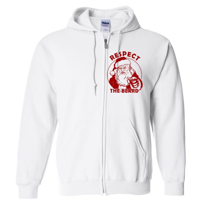 Santa Claus Respect The Beard Funny Christmas Full Zip Hoodie