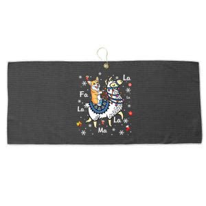 Santa Corgi Riding Llama Reindeer Christmas Funny Gift Corgi Xmas Great Gift Large Microfiber Waffle Golf Towel