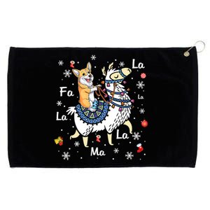 Santa Corgi Riding Llama Reindeer Christmas Funny Gift Corgi Xmas Great Gift Grommeted Golf Towel