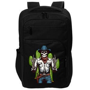 Skeleton Cowboy Rock Hand Howdy Skull Western Rodeo Texas Impact Tech Backpack