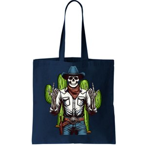 Skeleton Cowboy Rock Hand Howdy Skull Western Rodeo Texas Tote Bag