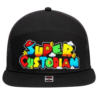 Super Custodian Retro Colorful 7 Panel Mesh Trucker Snapback Hat