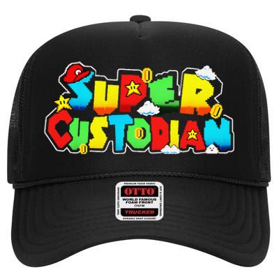 Super Custodian Retro Colorful High Crown Mesh Back Trucker Hat