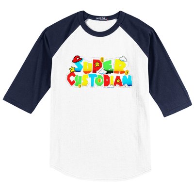 Super Custodian Retro Colorful Baseball Sleeve Shirt