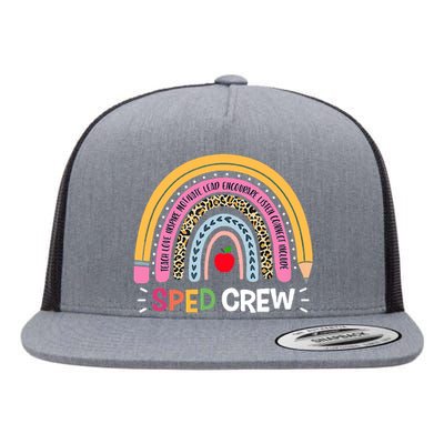 Sped Crew Rainbow Special Education Teacher Back To School Flat Bill Trucker Hat