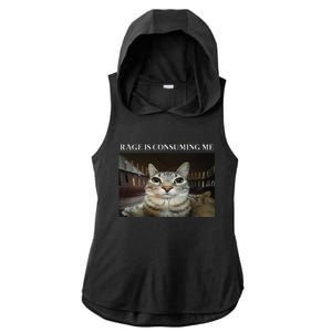 Silly Cat Rage Is Consuming Me Cat Ladies PosiCharge Tri-Blend Wicking Draft Hoodie Tank