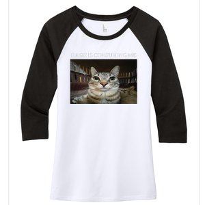 Silly Cat Rage Is Consuming Me Cat Women's Tri-Blend 3/4-Sleeve Raglan Shirt