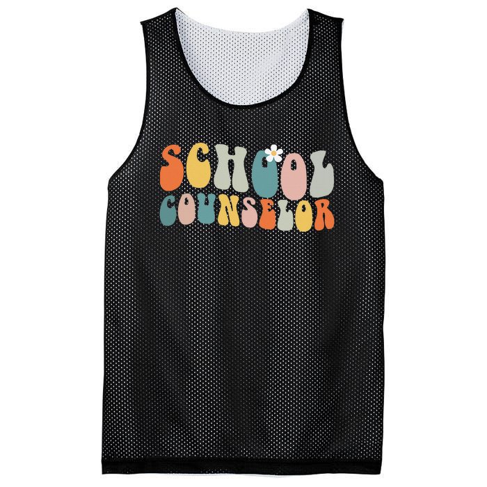 School Counselor Retro Vintage Groovy Back to School Mesh Reversible Basketball Jersey Tank