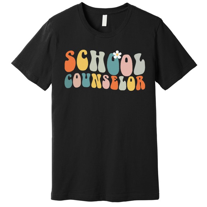 School Counselor Retro Vintage Groovy Back to School Premium T-Shirt