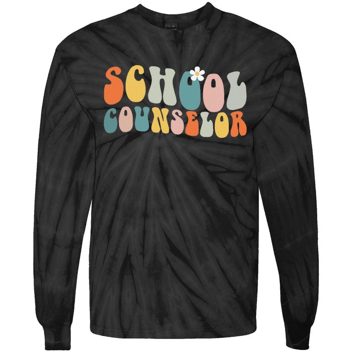 School Counselor Retro Vintage Groovy Back to School Tie-Dye Long Sleeve Shirt