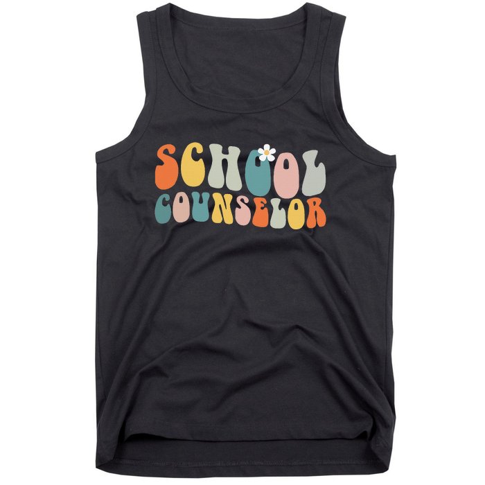 School Counselor Retro Vintage Groovy Back to School Tank Top