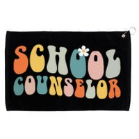 School Counselor Retro Vintage Groovy Back to School Grommeted Golf Towel