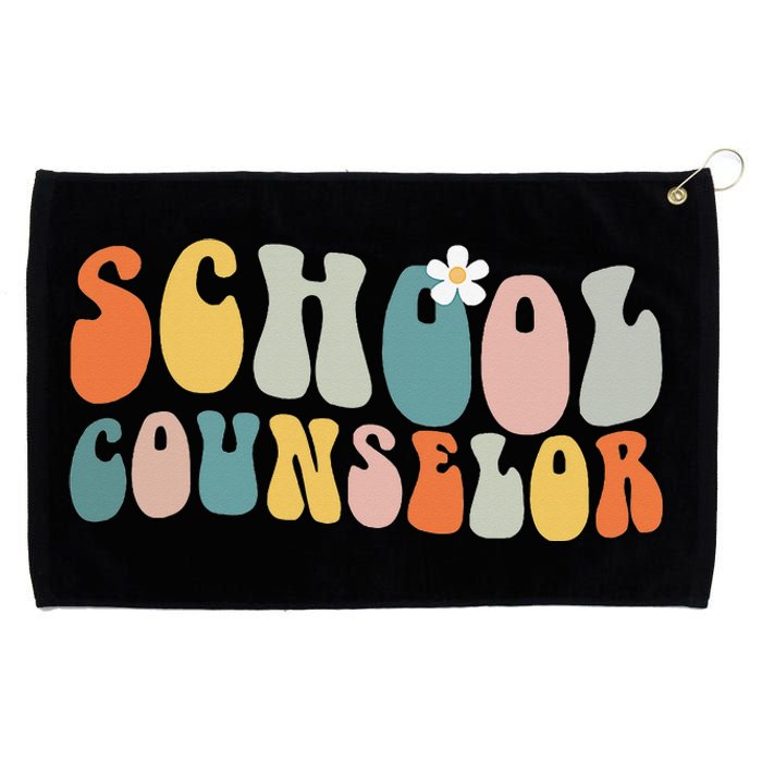 School Counselor Retro Vintage Groovy Back to School Grommeted Golf Towel