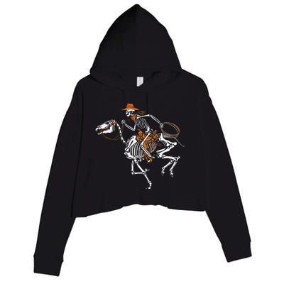 Skeleton Cowboy Riding Horse Halloween Rider Costume Funny Crop Fleece Hoodie