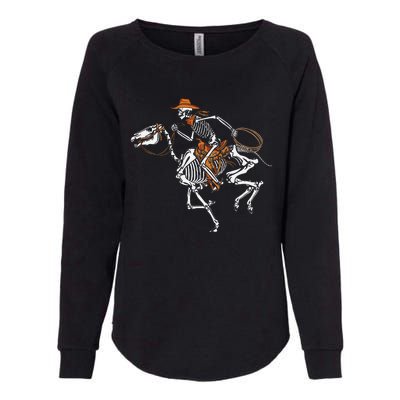 Skeleton Cowboy Riding Horse Halloween Rider Costume Funny Womens California Wash Sweatshirt