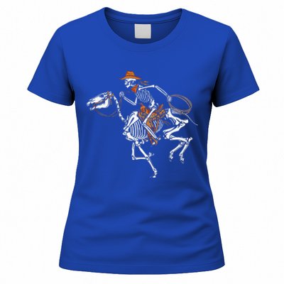 Skeleton Cowboy Riding Horse Halloween Rider Costume Funny Women's T-Shirt