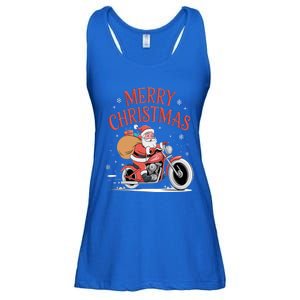 Santa Claus Riding A Motorcycle Merry Christmas Lights Great Gift Ladies Essential Flowy Tank