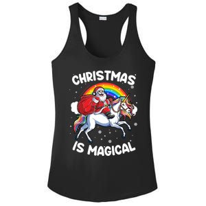 Santa Claus Riding Magical Unicorn Rainbow Funny Christmas Gift Ladies PosiCharge Competitor Racerback Tank