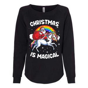 Santa Claus Riding Magical Unicorn Rainbow Funny Christmas Gift Womens California Wash Sweatshirt