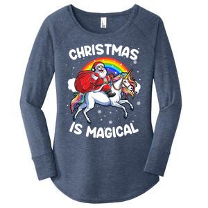 Santa Claus Riding Magical Unicorn Rainbow Funny Christmas Gift Women's Perfect Tri Tunic Long Sleeve Shirt