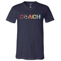 Soccer Coach Retro Vintage Instructional Soccer Ball Staff V-Neck T-Shirt