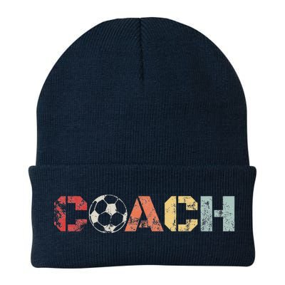 Soccer Coach Retro Vintage Instructional Soccer Ball Staff Knit Cap Winter Beanie