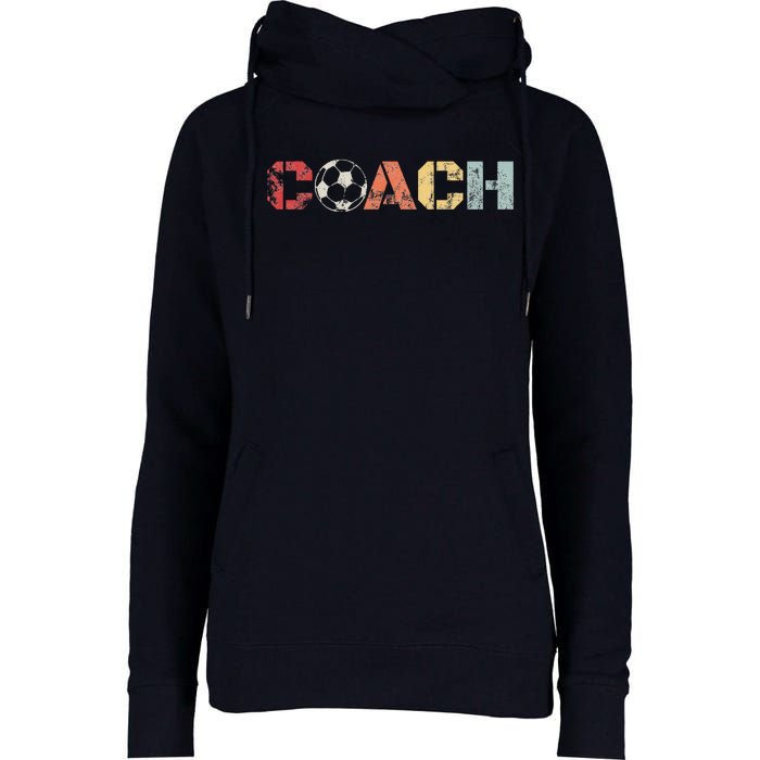 Soccer Coach Retro Vintage Instructional Soccer Ball Staff Womens Funnel Neck Pullover Hood