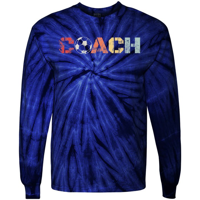 Soccer Coach Retro Vintage Instructional Soccer Ball Staff Tie-Dye Long Sleeve Shirt