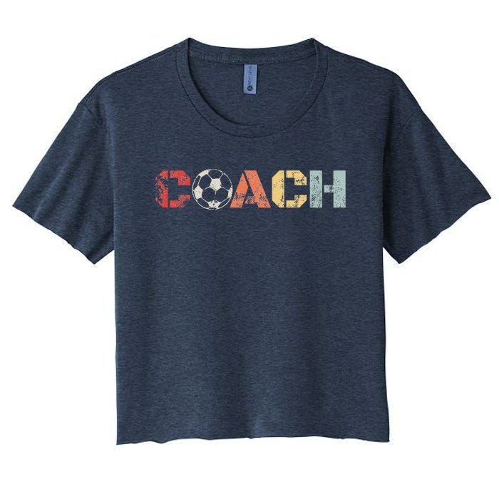 Soccer Coach Retro Vintage Instructional Soccer Ball Staff Women's Crop Top Tee