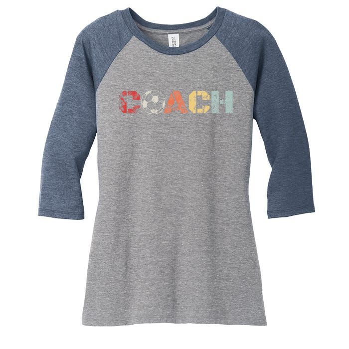 Soccer Coach Retro Vintage Instructional Soccer Ball Staff Women's Tri-Blend 3/4-Sleeve Raglan Shirt