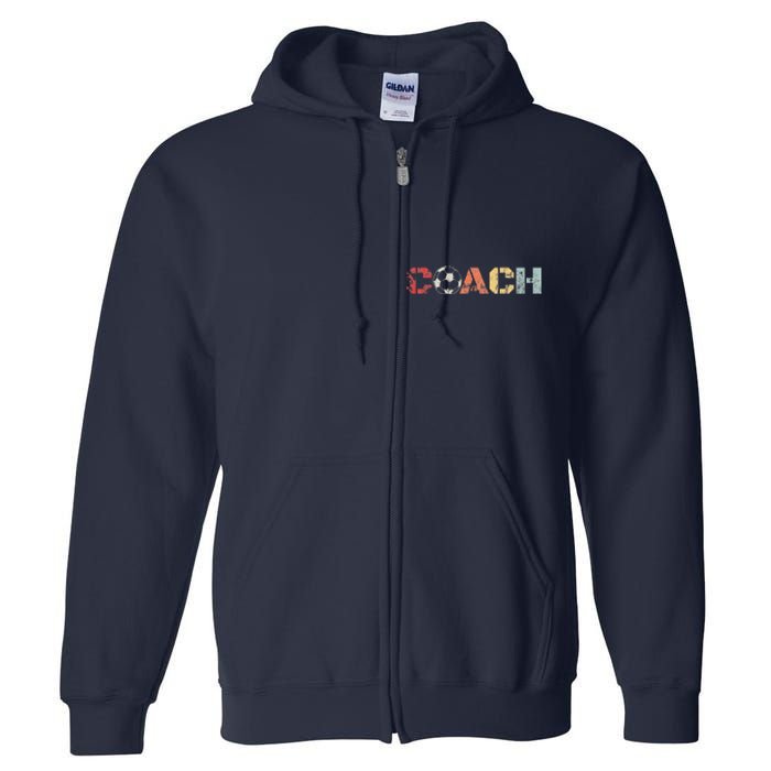 Soccer Coach Retro Vintage Instructional Soccer Ball Staff Full Zip Hoodie