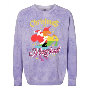 Santa Claus Riding Unicorn Christmas Is Magical Gift Colorblast Crewneck Sweatshirt