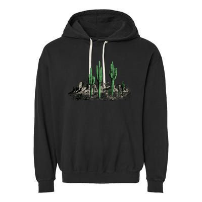 Saguaro Cactus Retro Desert Saguaro Cactus Western Nature Gift Garment-Dyed Fleece Hoodie