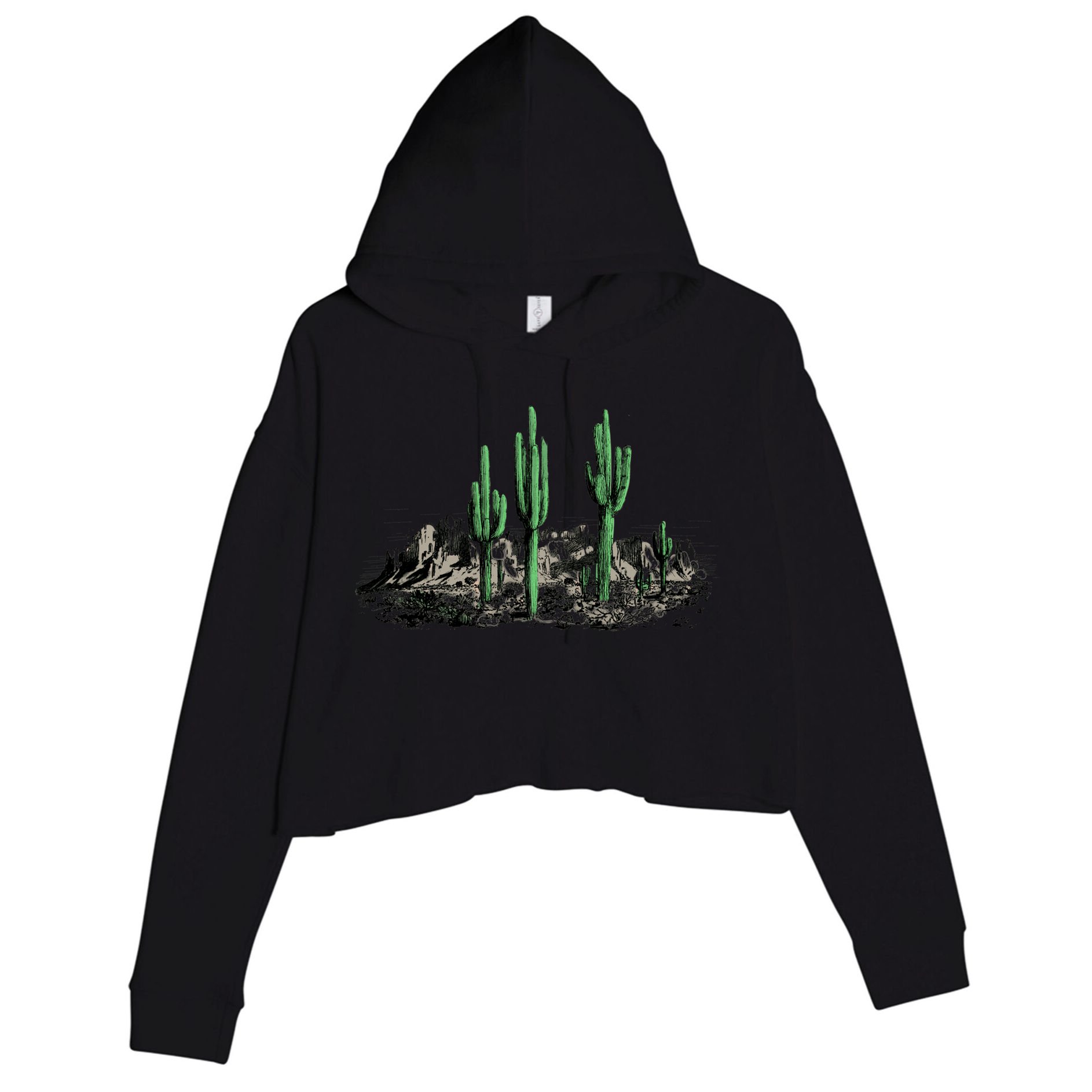 Saguaro Cactus Retro Desert Saguaro Cactus Western Nature Gift Crop Fleece Hoodie