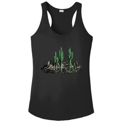 Saguaro Cactus Retro Desert Saguaro Cactus Western Nature Gift Ladies PosiCharge Competitor Racerback Tank
