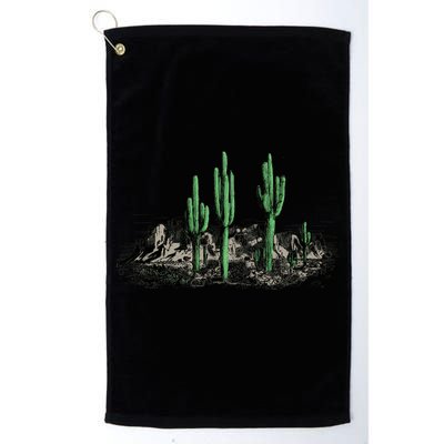 Saguaro Cactus Retro Desert Saguaro Cactus Western Nature Gift Golf Towel