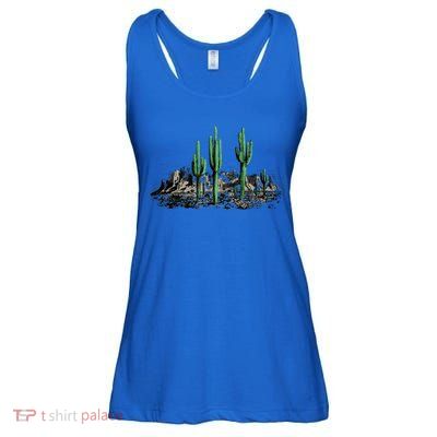 Saguaro Cactus Retro Desert Saguaro Cactus Western Nature Gift Ladies Essential Flowy Tank