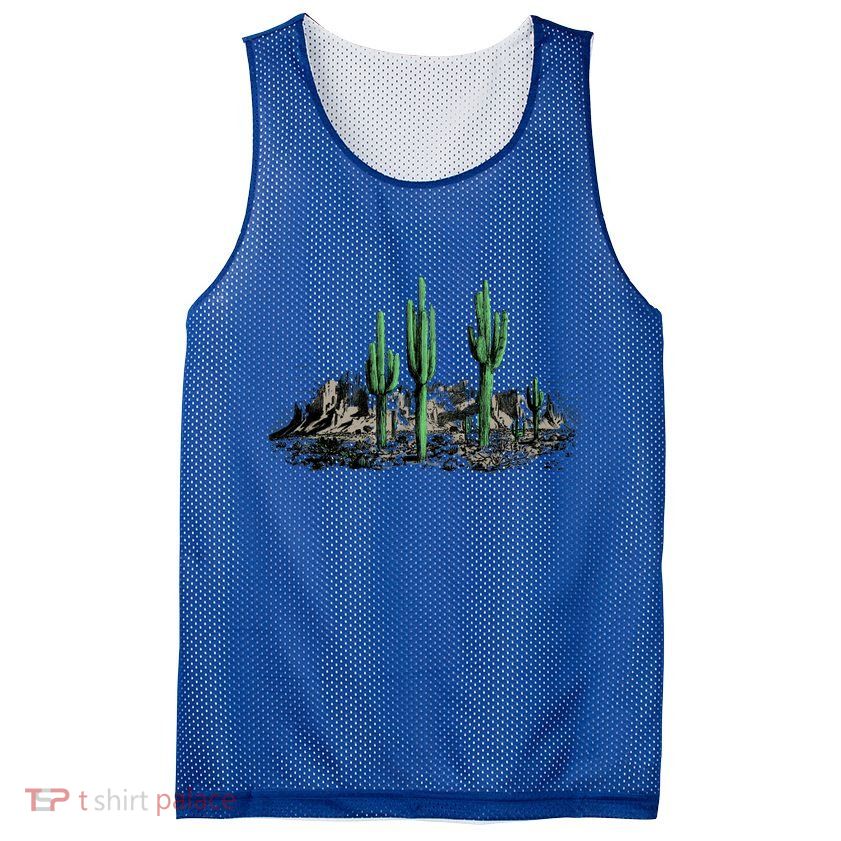 Saguaro Cactus Retro Desert Saguaro Cactus Western Nature Gift Mesh Reversible Basketball Jersey Tank