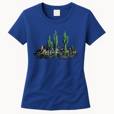 Saguaro Cactus Retro Desert Saguaro Cactus Western Nature Gift Womens T-Shirt