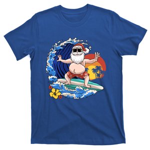 Santa Catching Riding Wave Surfing Christmas Cute Gift T-Shirt