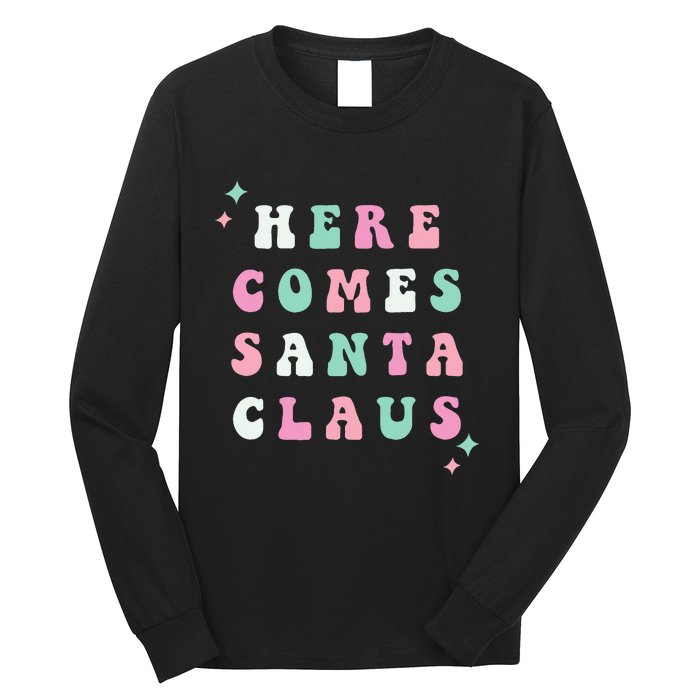 Santa Claus Retro Merry Christmas XMAS Festive Holiday Gift Long Sleeve Shirt