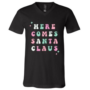 Santa Claus Retro Merry Christmas XMAS Festive Holiday Gift V-Neck T-Shirt