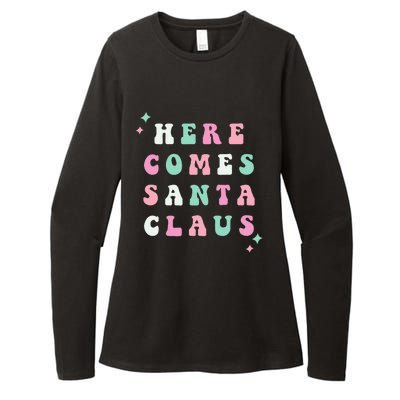 Santa Claus Retro Merry Christmas XMAS Festive Holiday Gift Womens CVC Long Sleeve Shirt