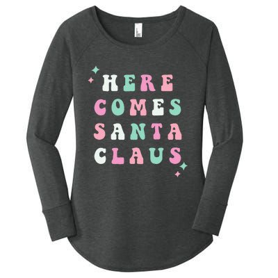 Santa Claus Retro Merry Christmas XMAS Festive Holiday Gift Women's Perfect Tri Tunic Long Sleeve Shirt