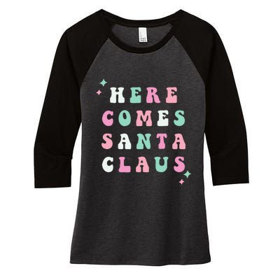 Santa Claus Retro Merry Christmas XMAS Festive Holiday Gift Women's Tri-Blend 3/4-Sleeve Raglan Shirt