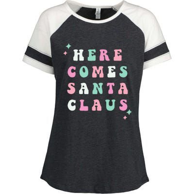 Santa Claus Retro Merry Christmas XMAS Festive Holiday Gift Enza Ladies Jersey Colorblock Tee