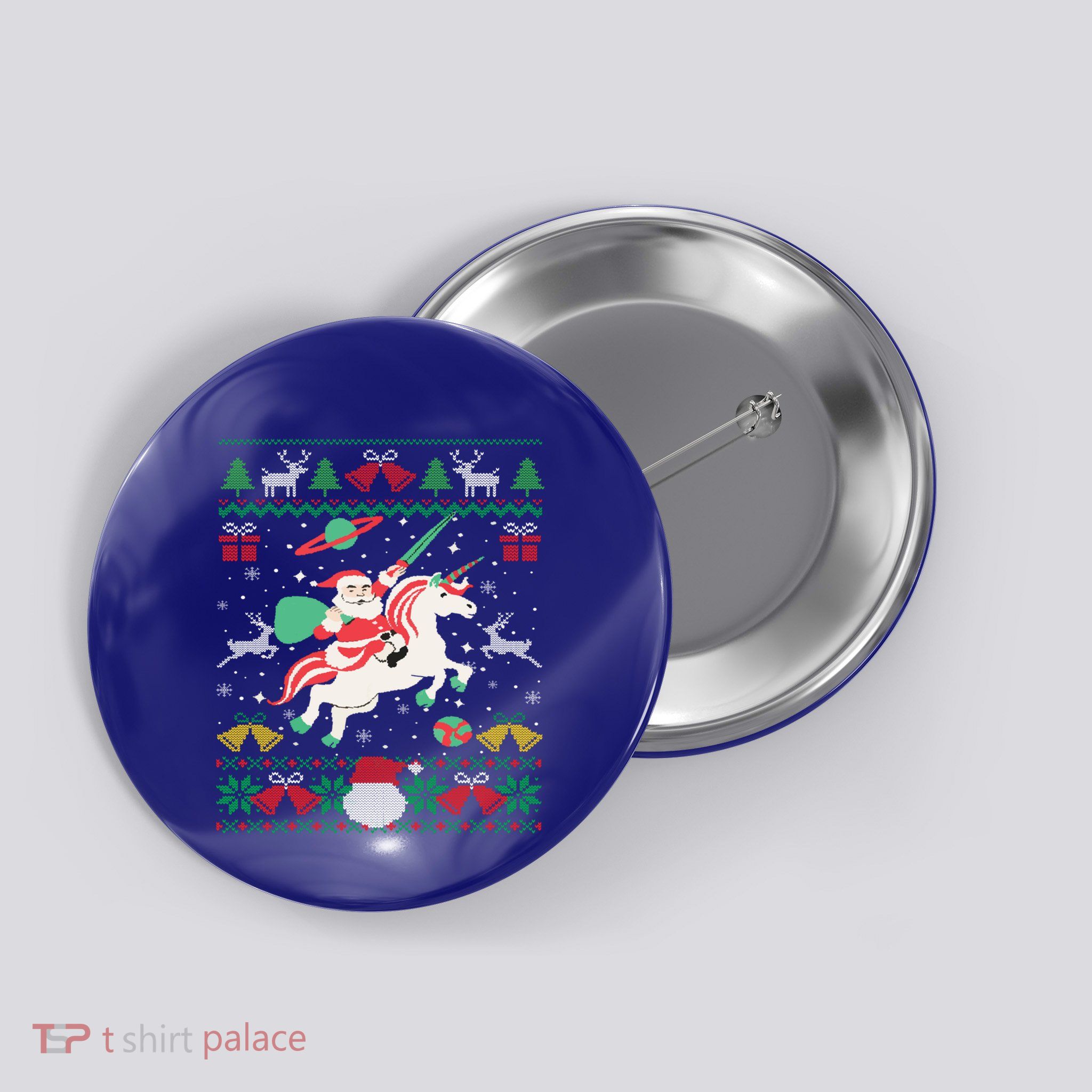 Santa Claus Riding Unicorn Christmas Ugly Christmas Sweater Meaningful Gift Button