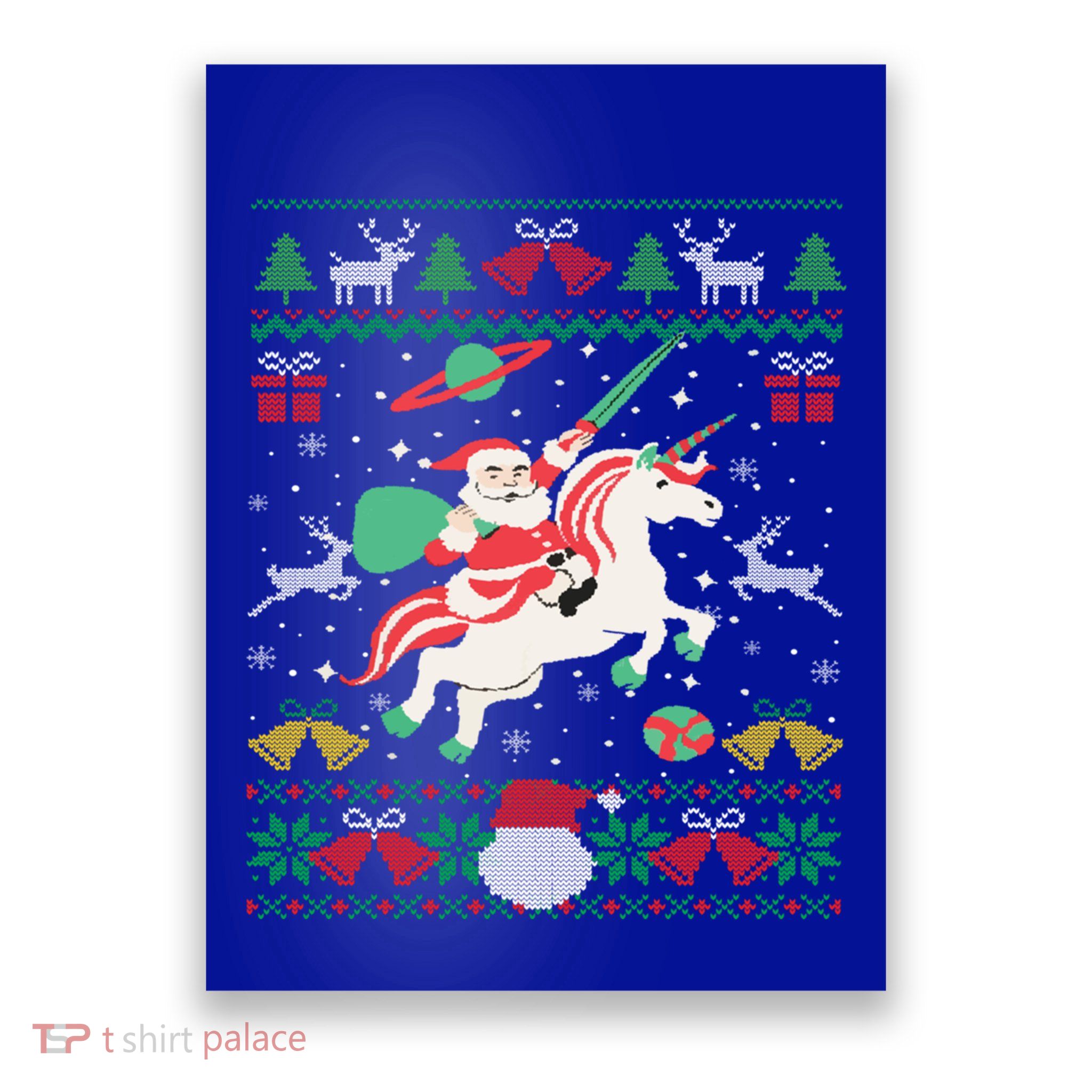 Santa Claus Riding Unicorn Christmas Ugly Christmas Sweater Meaningful Gift Poster