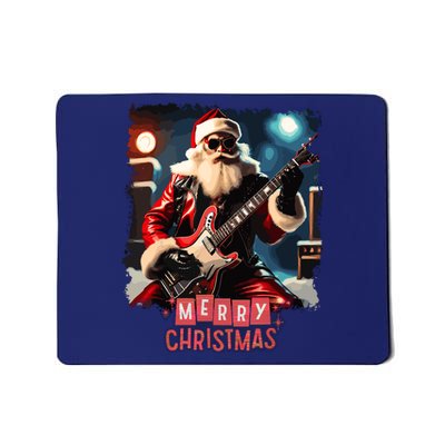 Santa Claus Rock Guitar Merry Christmas Mousepad